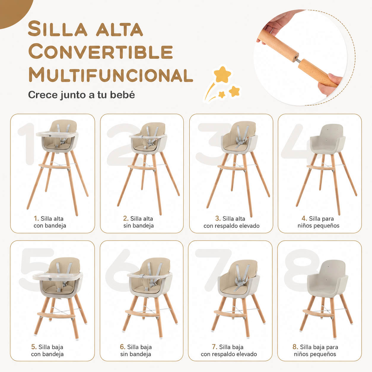 Silla Comedor Trona Beige