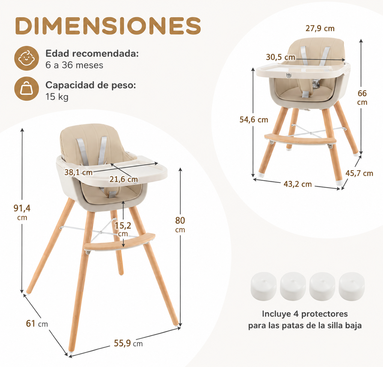 Silla Comedor Trona Beige