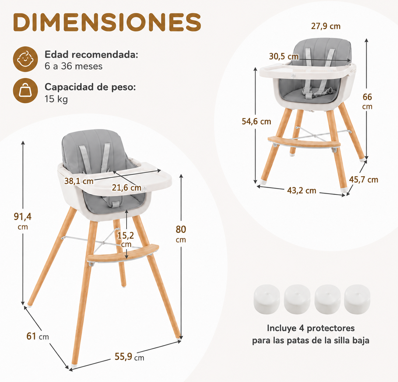 Silla Comedor Trona Gris