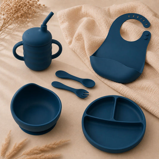 Kit Alimentación Silicona Azul Navy PERSONALIZADO