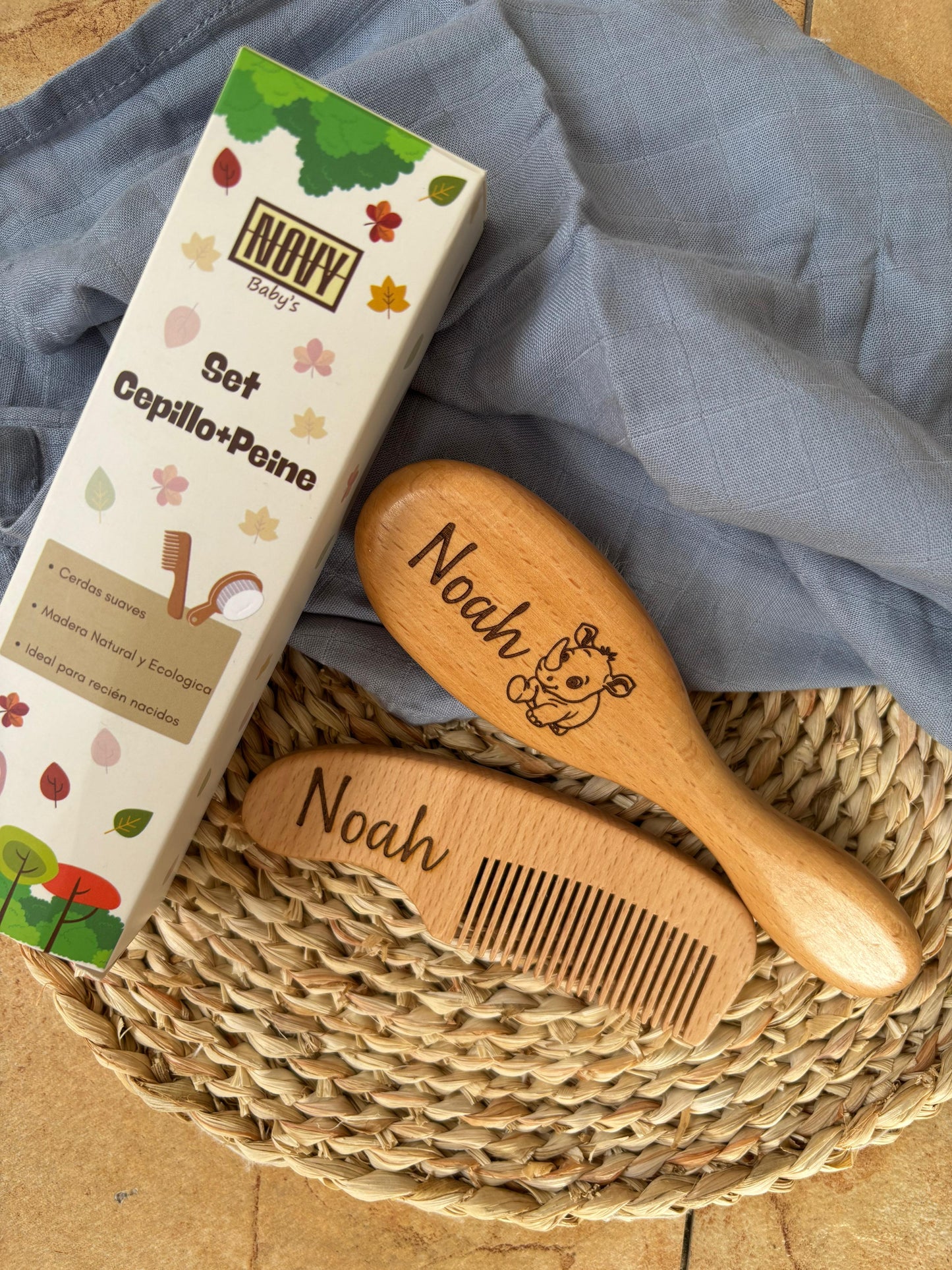 Set Cepillo y Peine madera PERSONALIZABLE