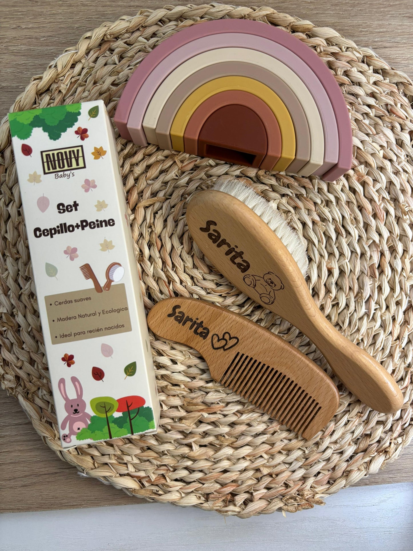 Set Cepillo y Peine madera PERSONALIZABLE