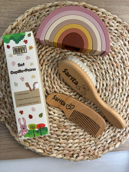 Set Cepillo y Peine madera PERSONALIZABLE