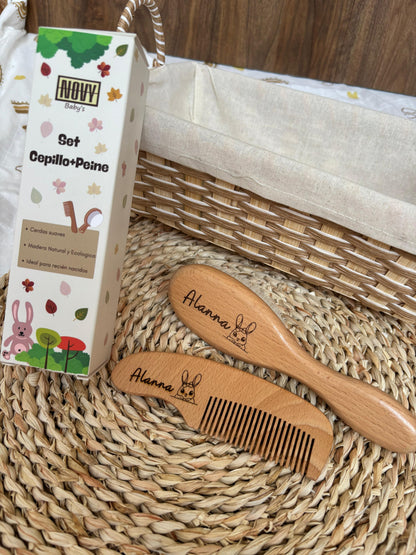 Set Cepillo y Peine madera PERSONALIZABLE