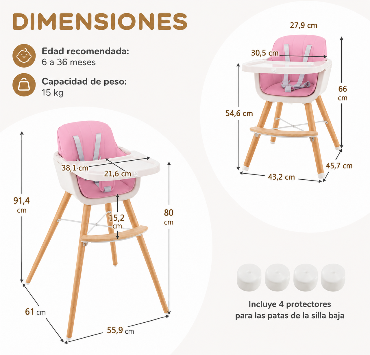 Silla Comedor Trona Rosa
